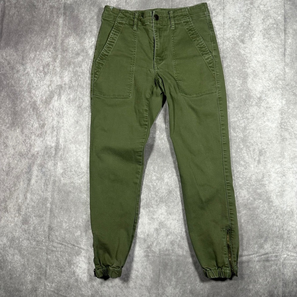 Cabi Womens 0 Olive Green Utility Jogger Cargo Pants‎ Slim Fit Ankle Zip Y2K
